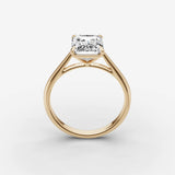 Cathedrale emerald diamond setting in gold, side view