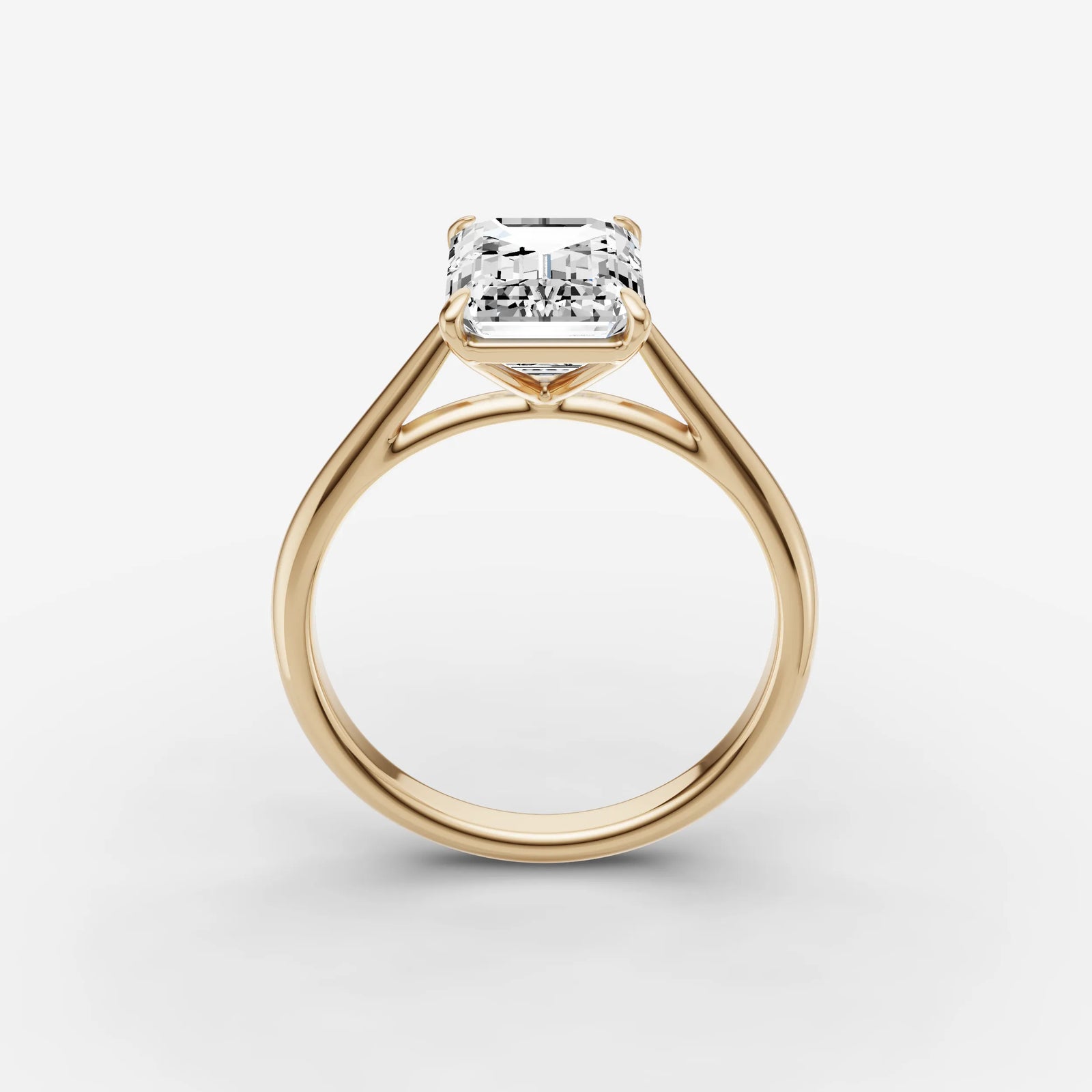 Cathedrale emerald diamond setting in gold, side view