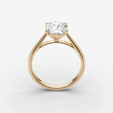 Cathedrale cushion diamond setting in gold, side view