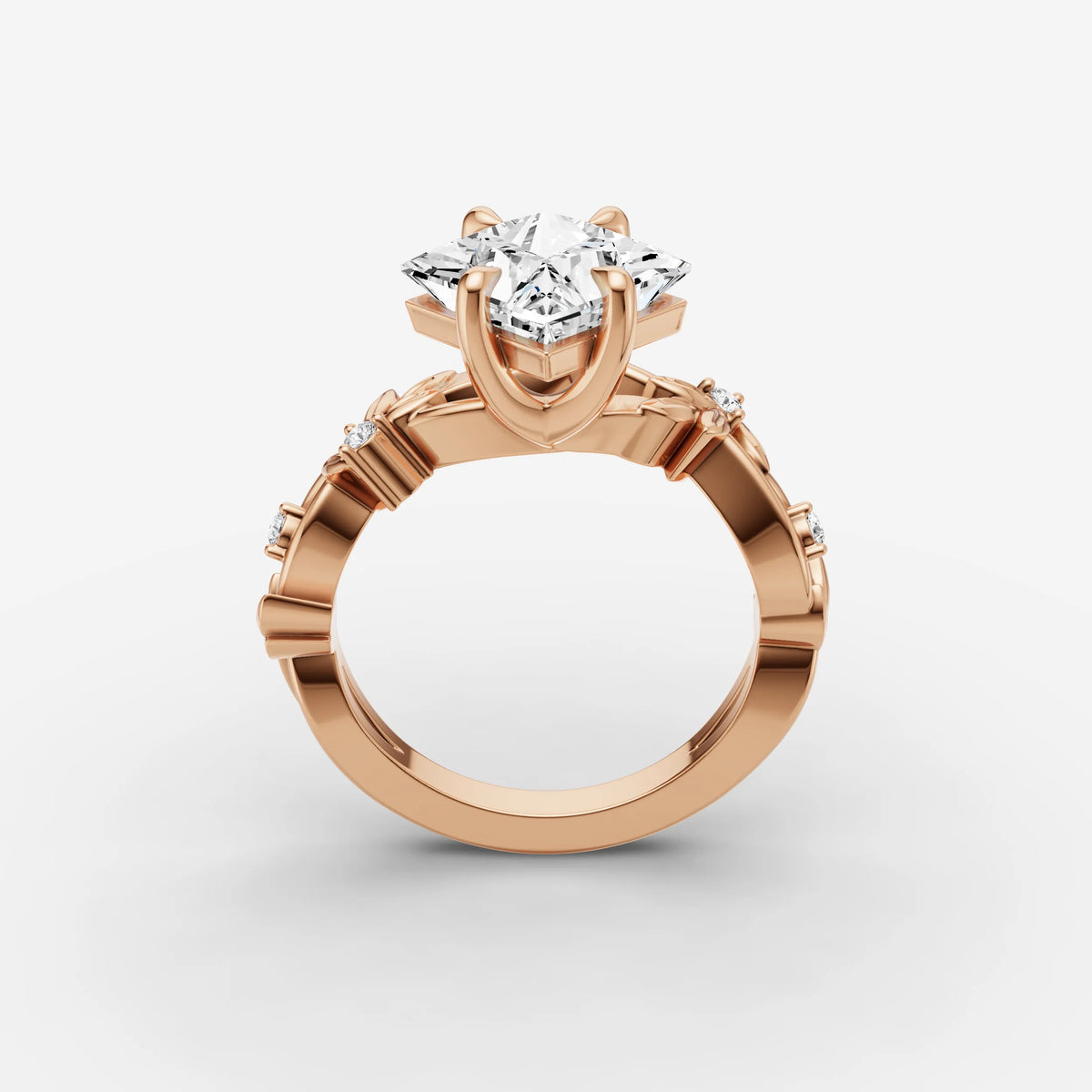 Fleur princess diamond setting in gold, view 9