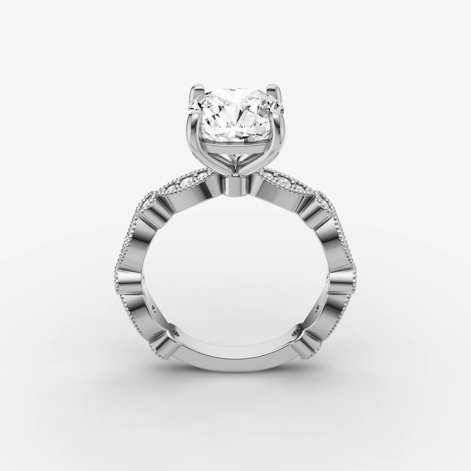 Heritage cushion diamond setting in gold, view 15