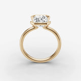 Demi emerald diamond setting in gold, side view