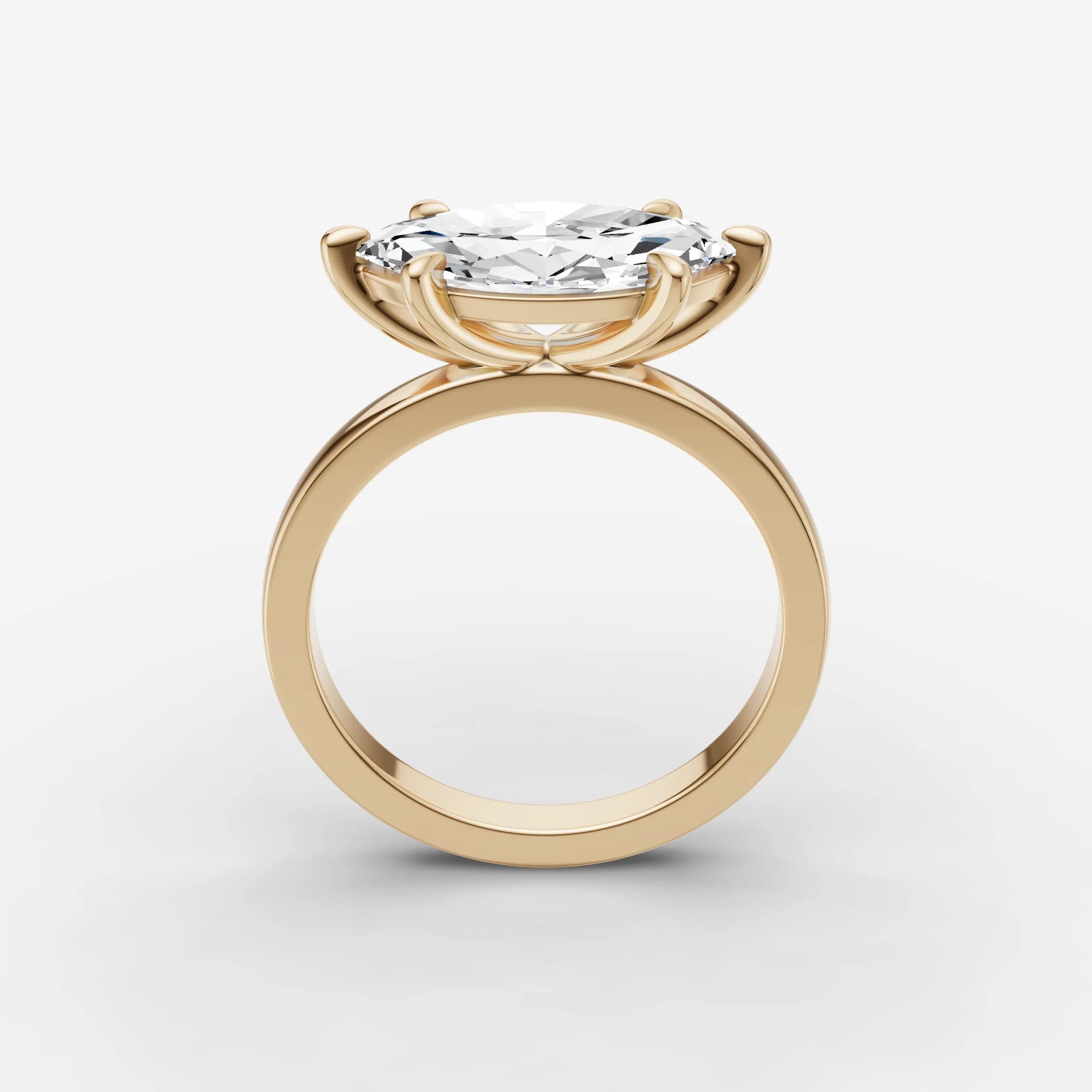 Horizon marquise diamond setting in gold, side view