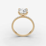 Etoile cushion diamond setting in gold, side view