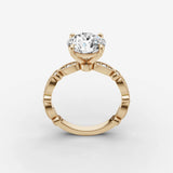 Heritage round diamond setting in gold, side view