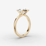 Demi oval diamond setting in gold, detail view