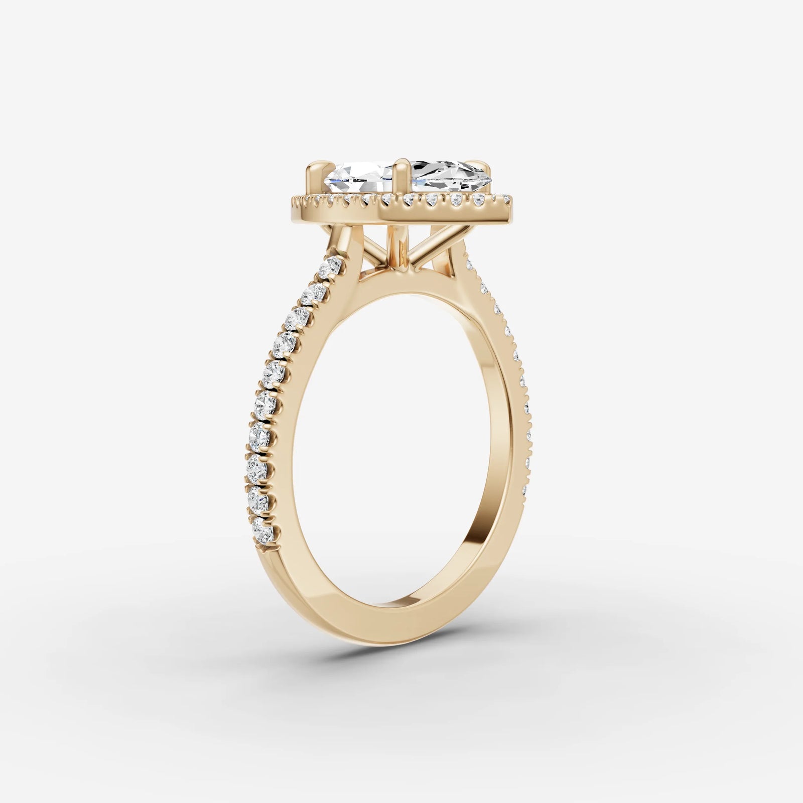 Aurore Etoile marquise diamond setting in gold, detail view