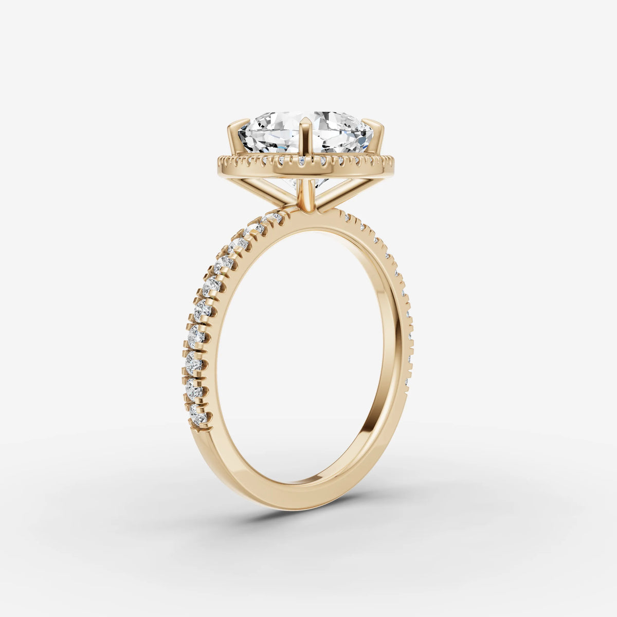 Aurore Etoile cushion diamond setting in gold, detail view