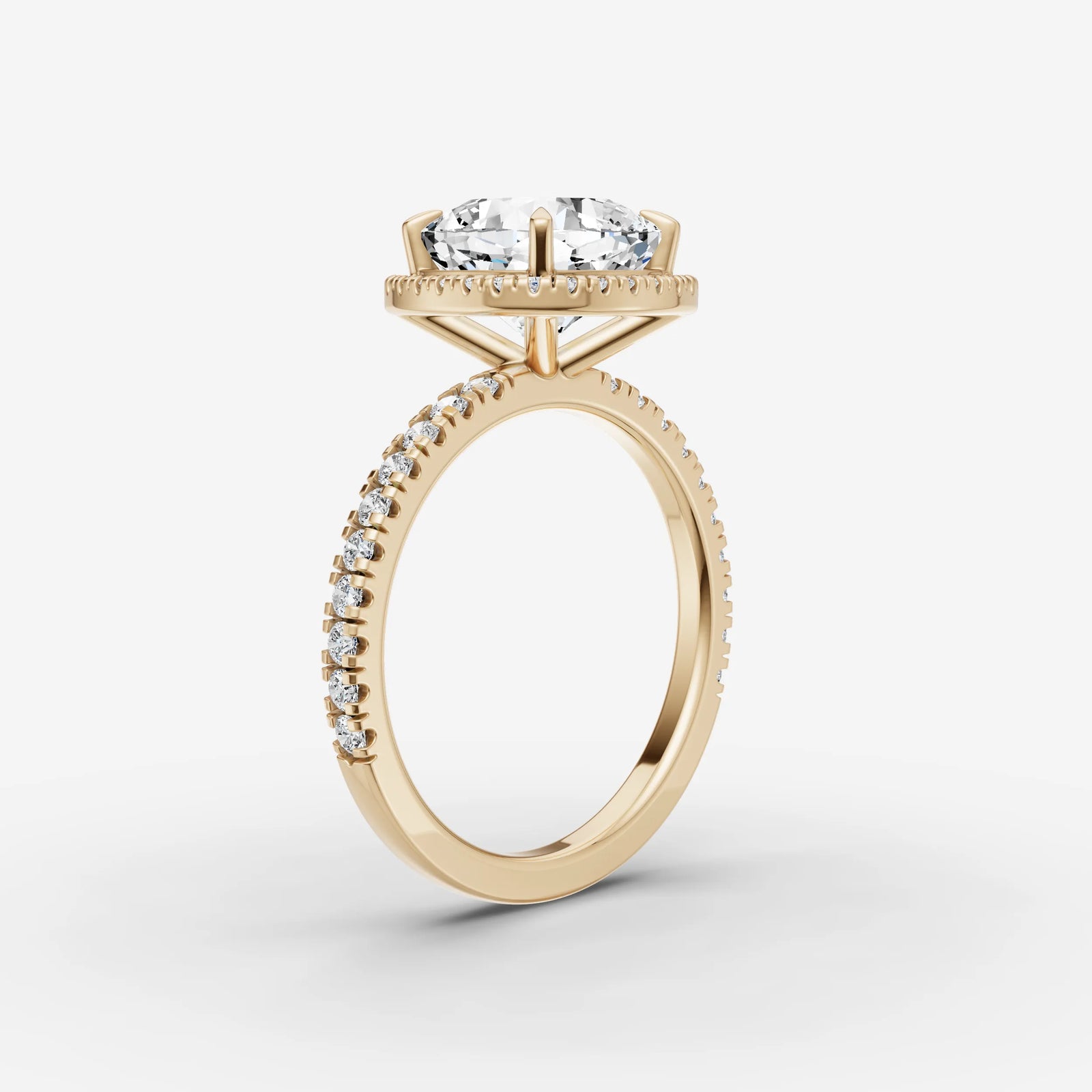 Aurore Etoile cushion diamond setting in gold, detail view