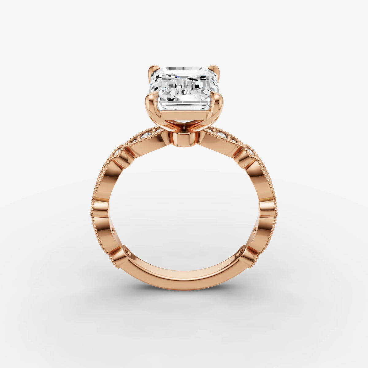 Heritage emerald diamond setting in gold, view 9