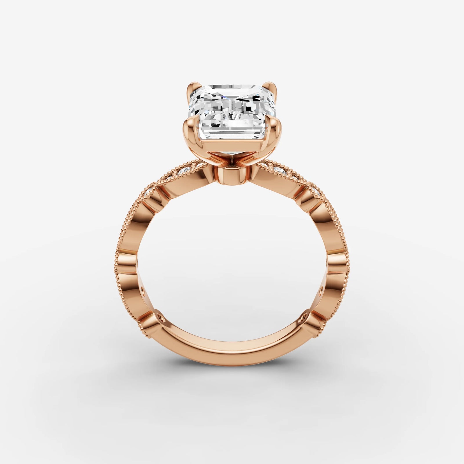 Heritage emerald diamond setting in gold, view 9