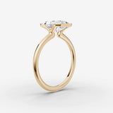 Demi radiant diamond setting in gold, detail view