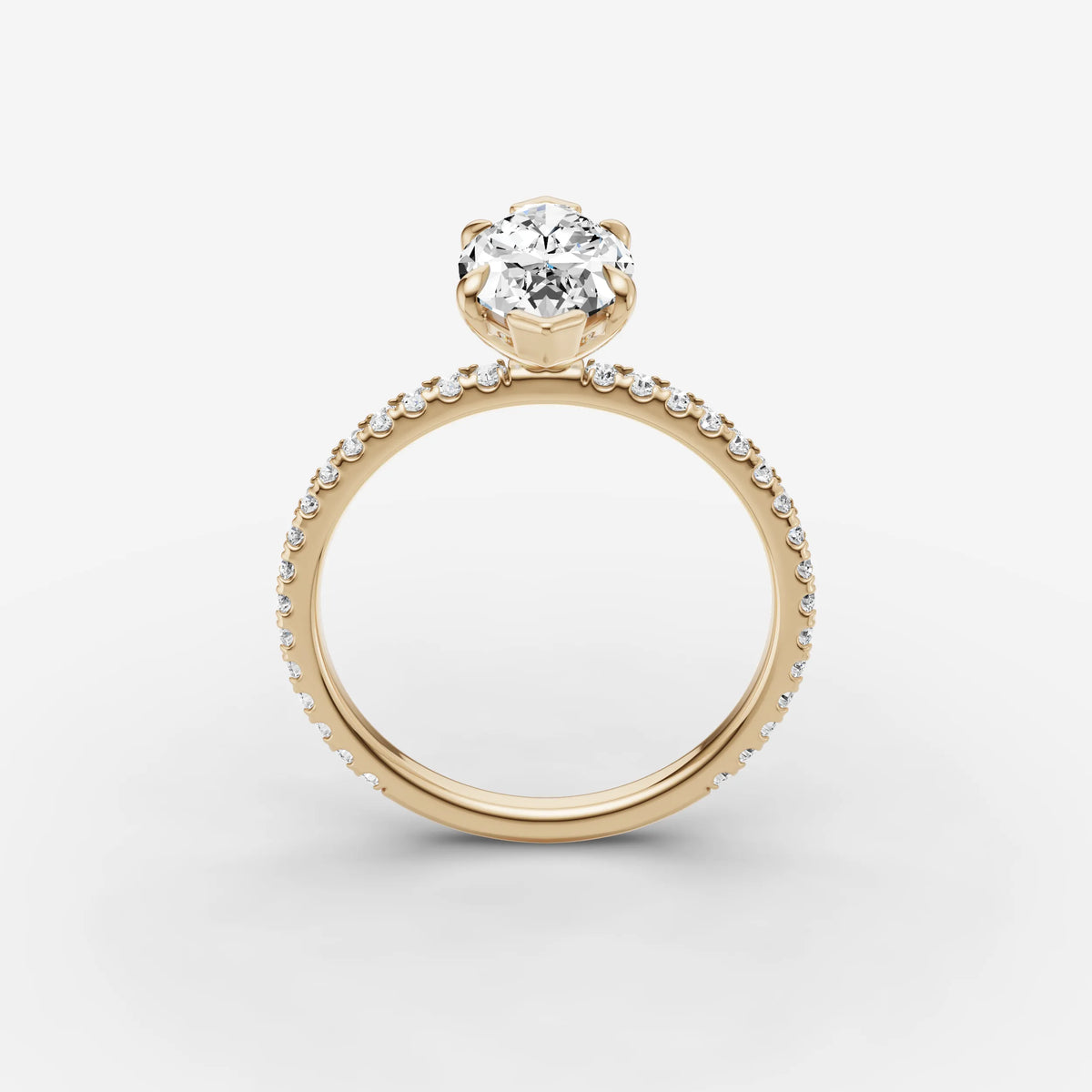 Etoile marquise diamond setting in gold, side view