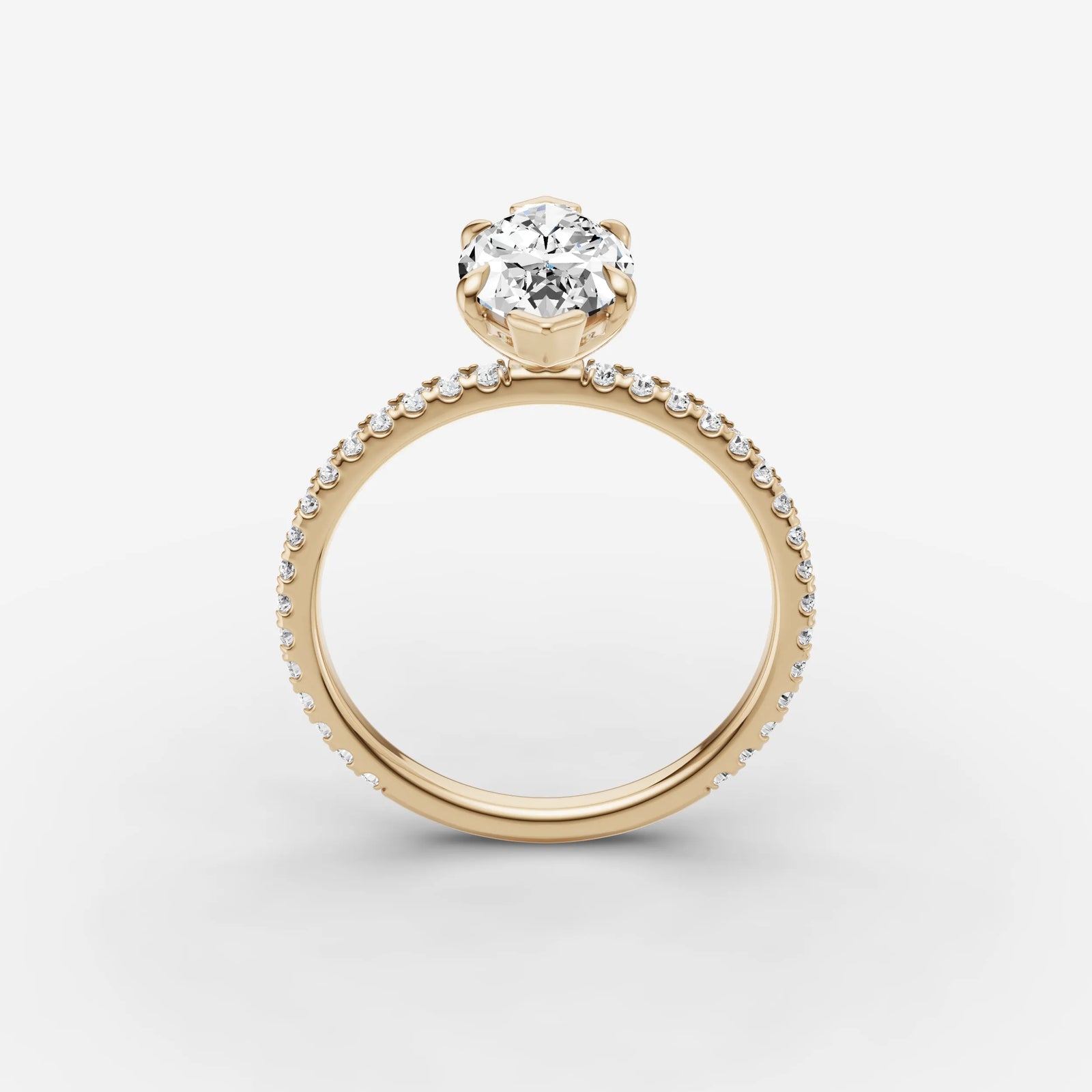 Etoile marquise diamond setting in gold, side view
