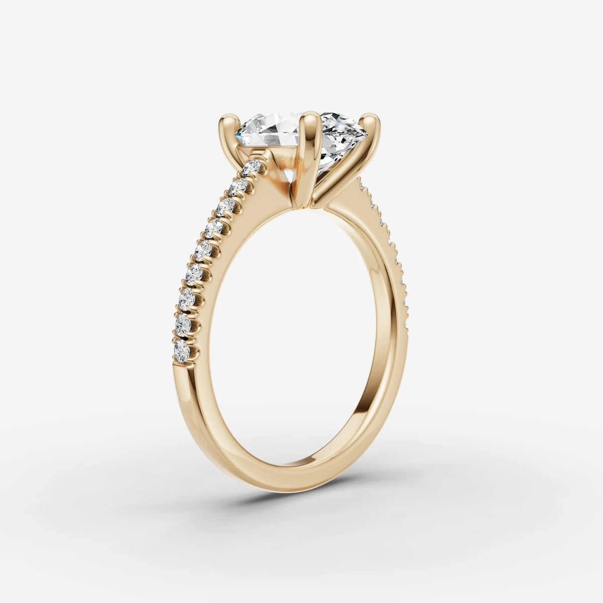 Cathedrale oval diamond setting in gold, detail view