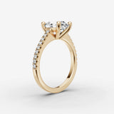 Cathedrale oval diamond setting in gold, detail view