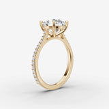 Cathedrale round diamond setting in gold, detail view