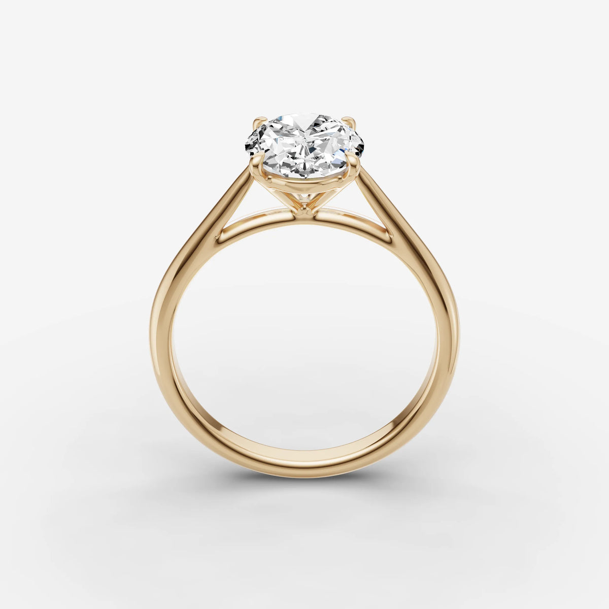 Cathedrale oval diamond setting in gold, side view