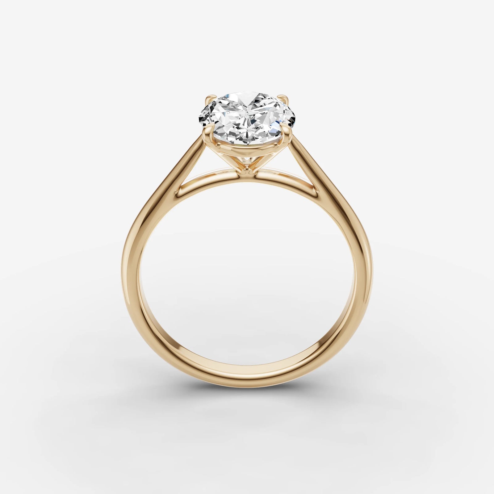 Cathedrale oval diamond setting in gold, side view