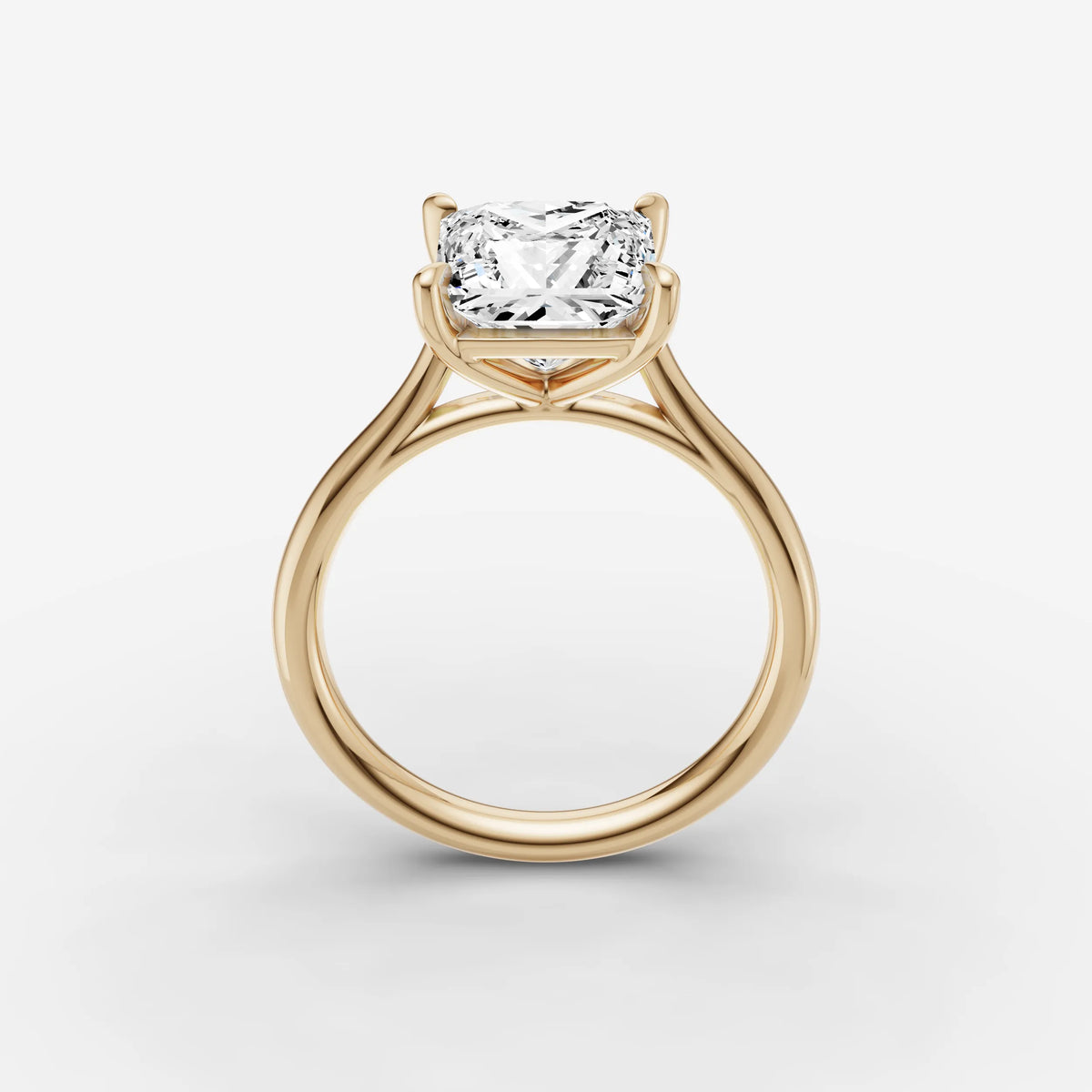 Cathedrale princess diamond setting in gold, side view