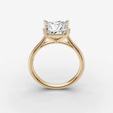 Cathedrale princess diamond setting in gold, side view