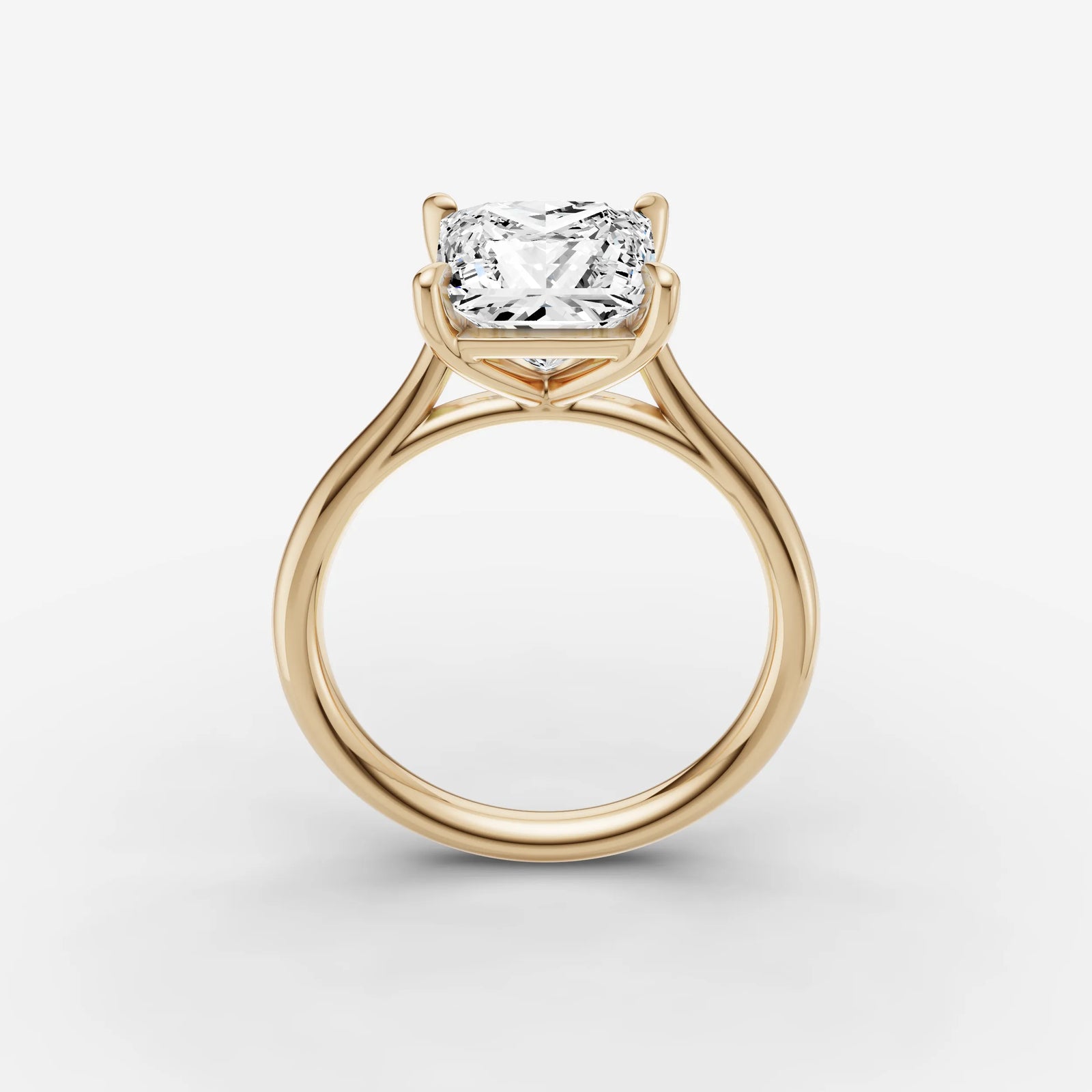 Cathedrale princess diamond setting in gold, side view
