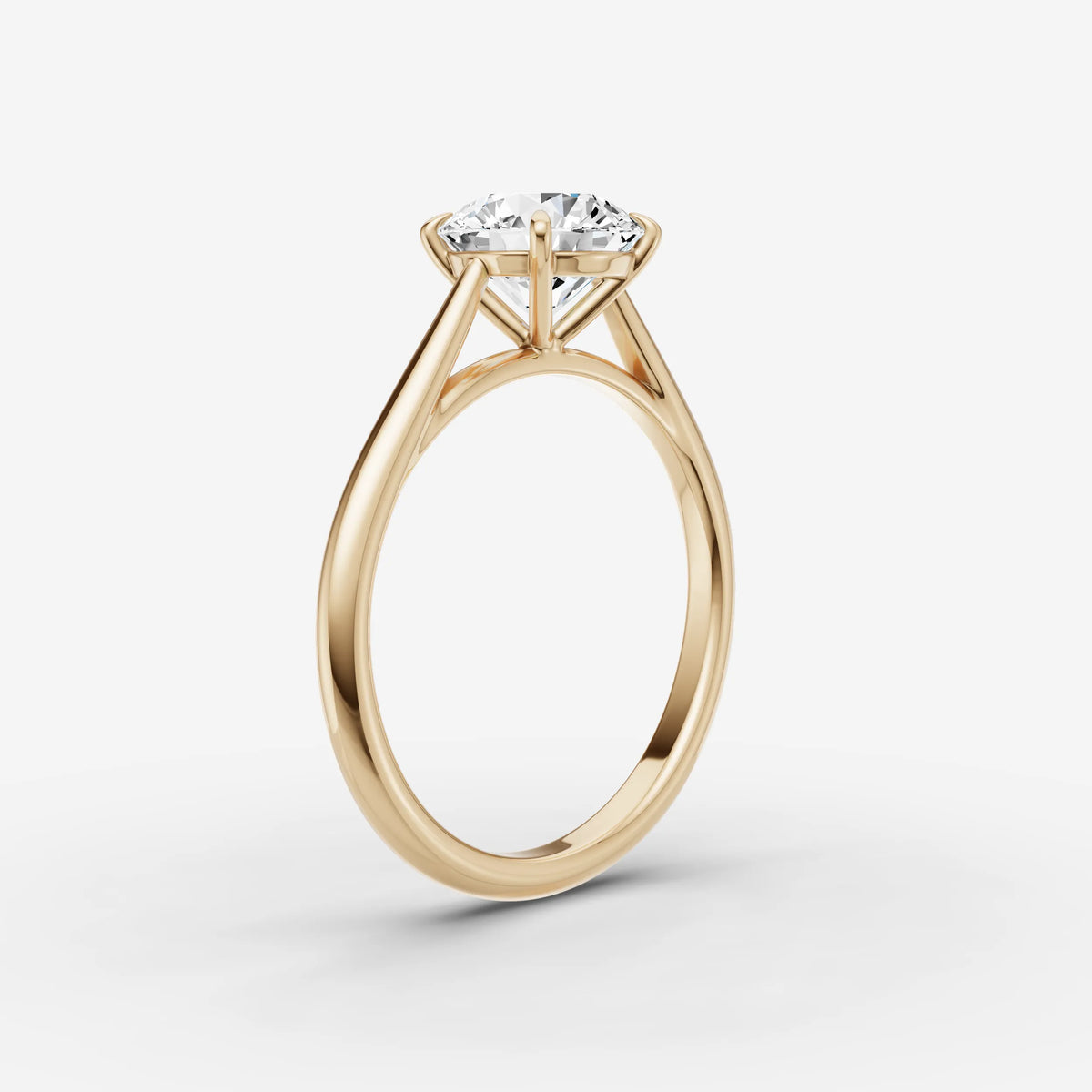 Cathedrale round diamond setting in gold, detail view