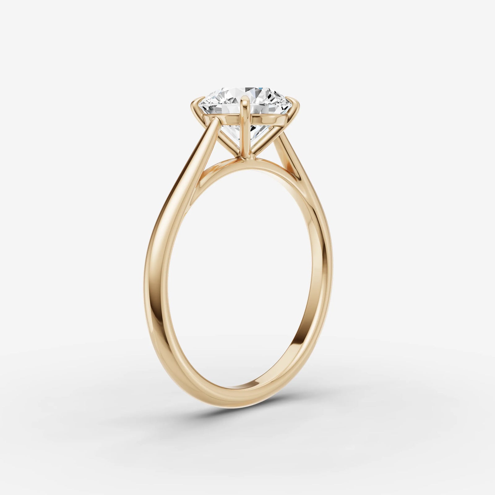 Cathedrale round diamond setting in gold, detail view