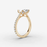 Cathedrale marquise diamond setting in gold, detail view