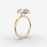 Aurore oval diamond setting in gold, detail view