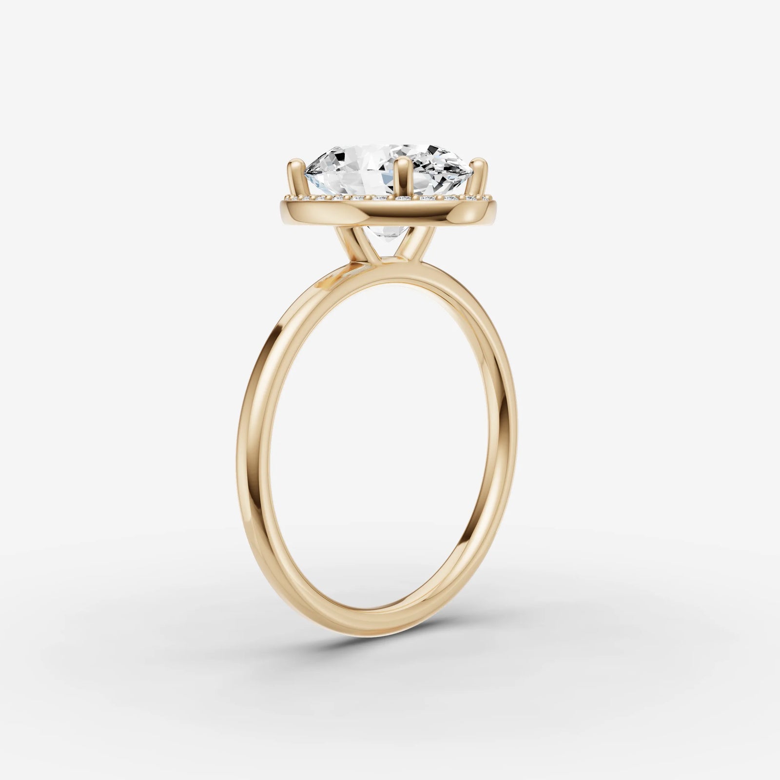 Aurore oval diamond setting in gold, detail view