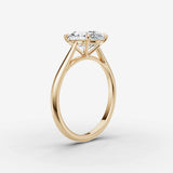 Cathedrale oval diamond setting in gold, detail view