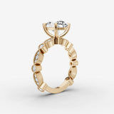 Heritage oval diamond setting in gold, detail view