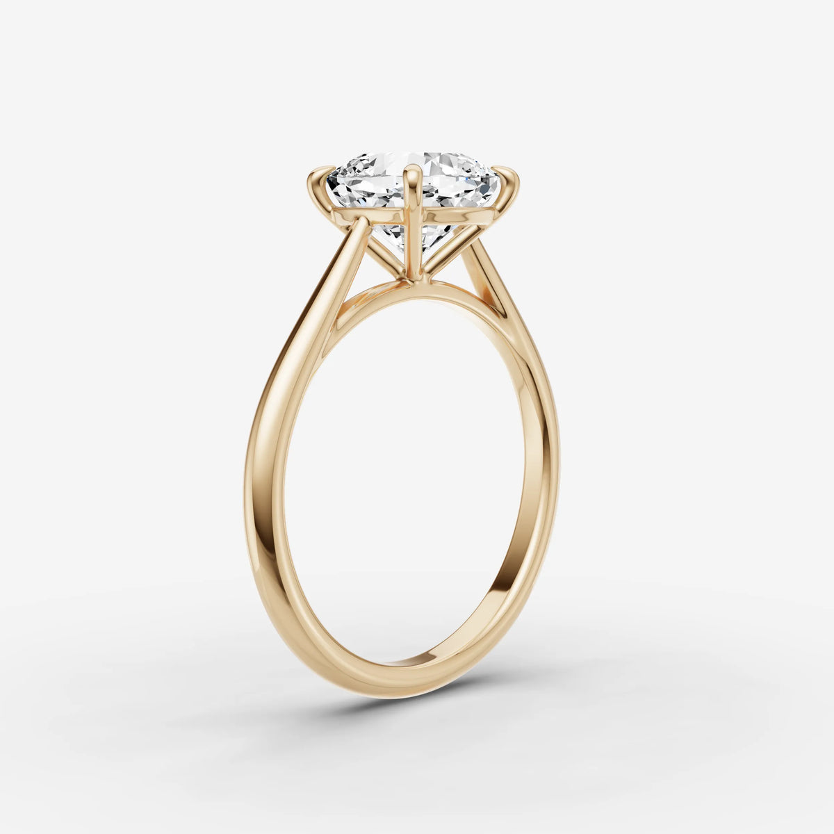 Cathedrale cushion diamond setting in gold, detail view