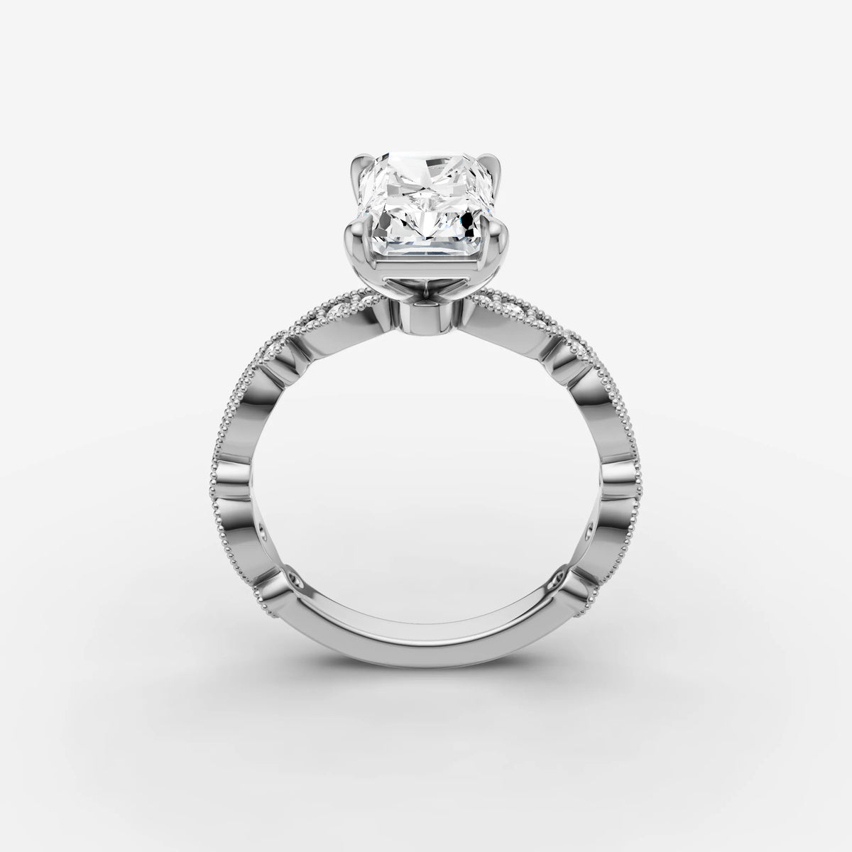 Heritage radiant diamond setting in gold, view 15