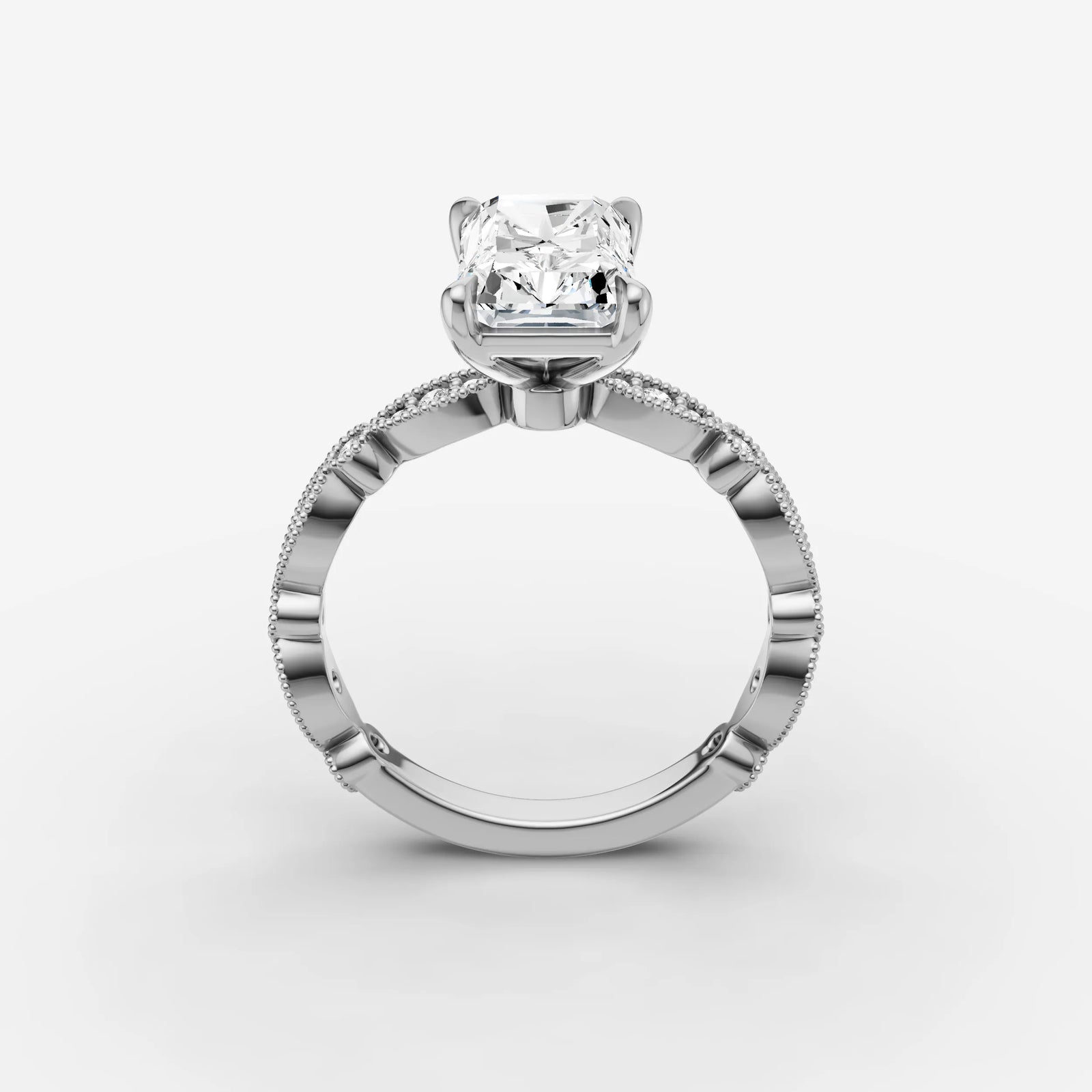 Heritage radiant diamond setting in gold, view 15
