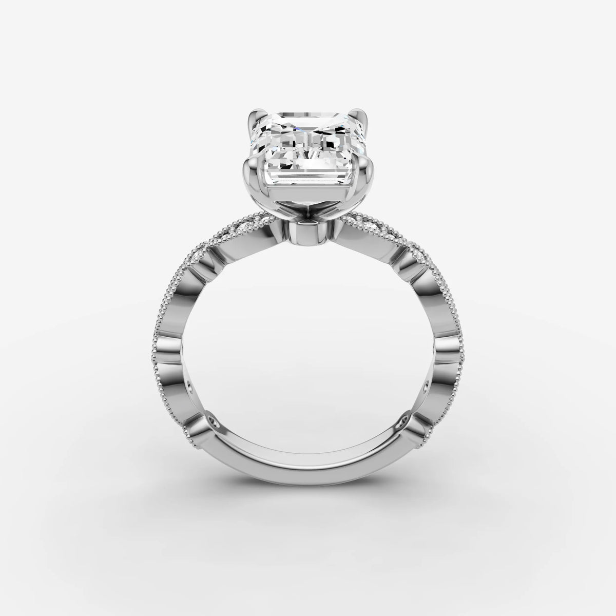 Heritage emerald diamond setting in gold, view 15