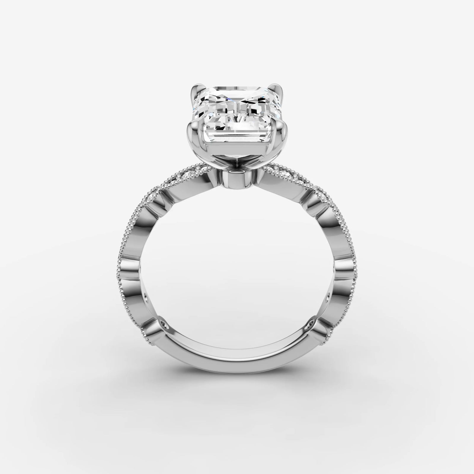 Heritage emerald diamond setting in gold, view 15