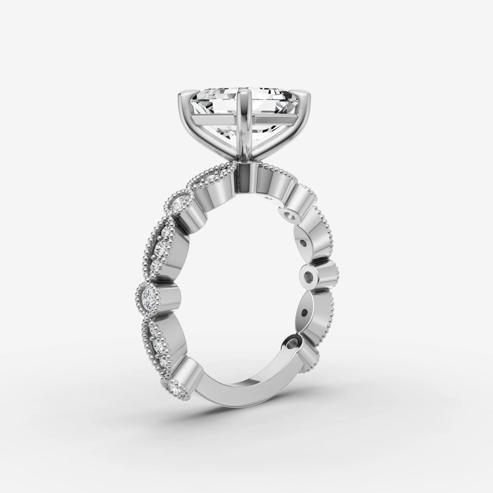 Heritage asscher diamond setting in gold, view 16