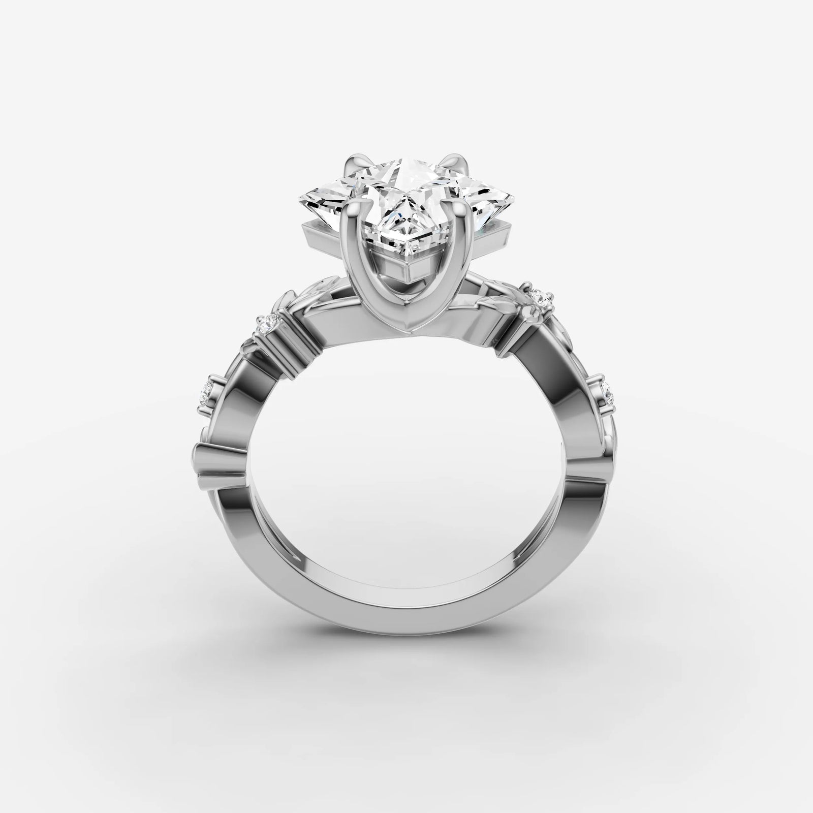 Fleur princess diamond setting in gold, view 15