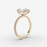 Mystere Etoile oval diamond setting in gold, detail view
