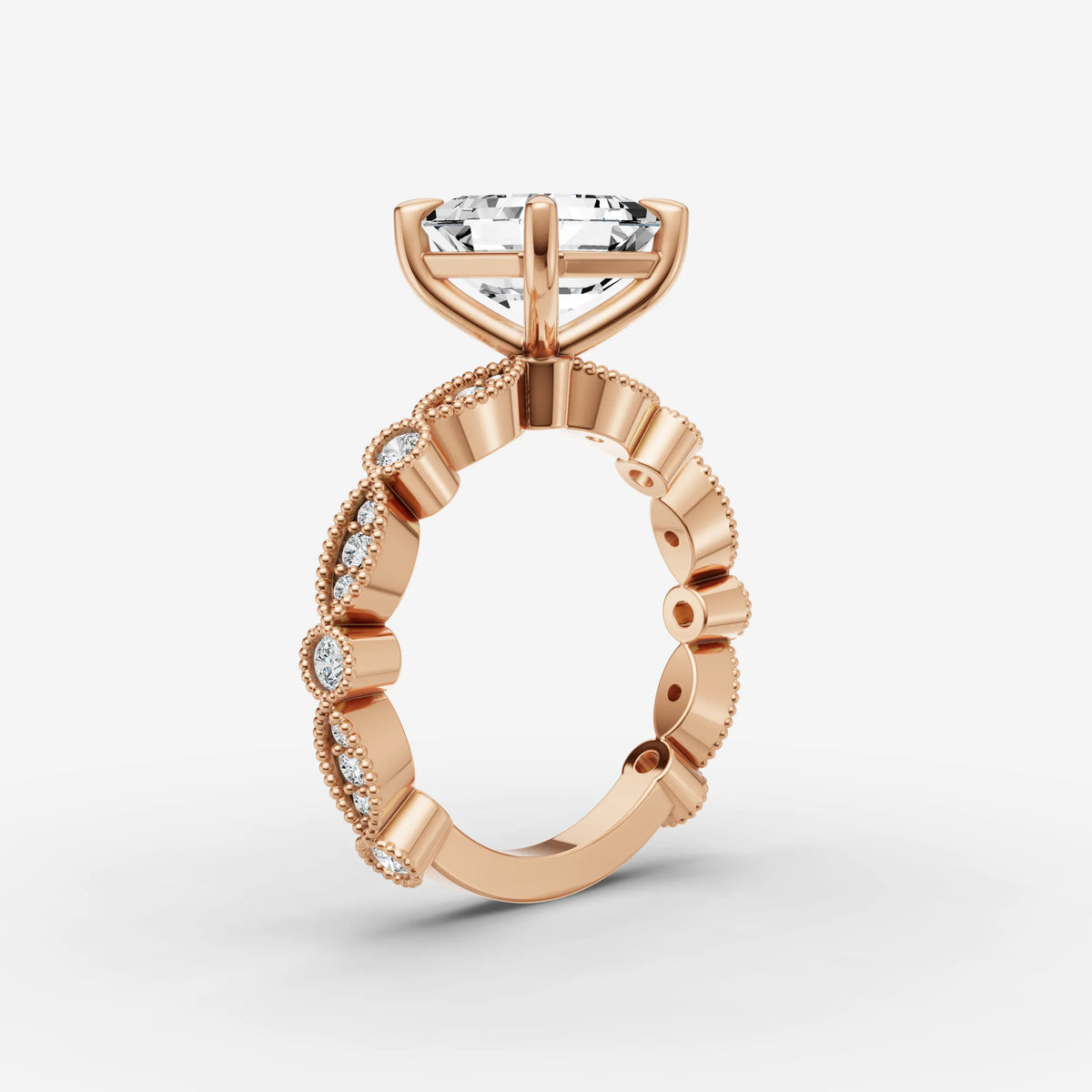 Heritage asscher diamond setting in gold, view 10