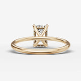Mystere emerald diamond setting in gold, top view
