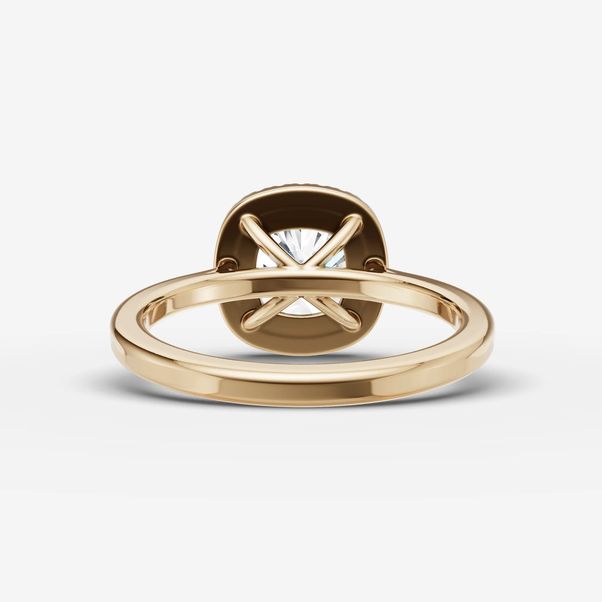 Aurore cushion diamond setting in gold, top view