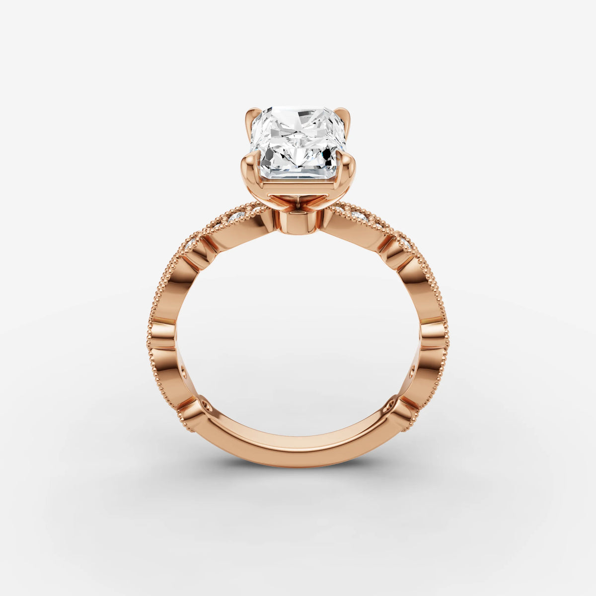 Heritage radiant diamond setting in gold, view 9