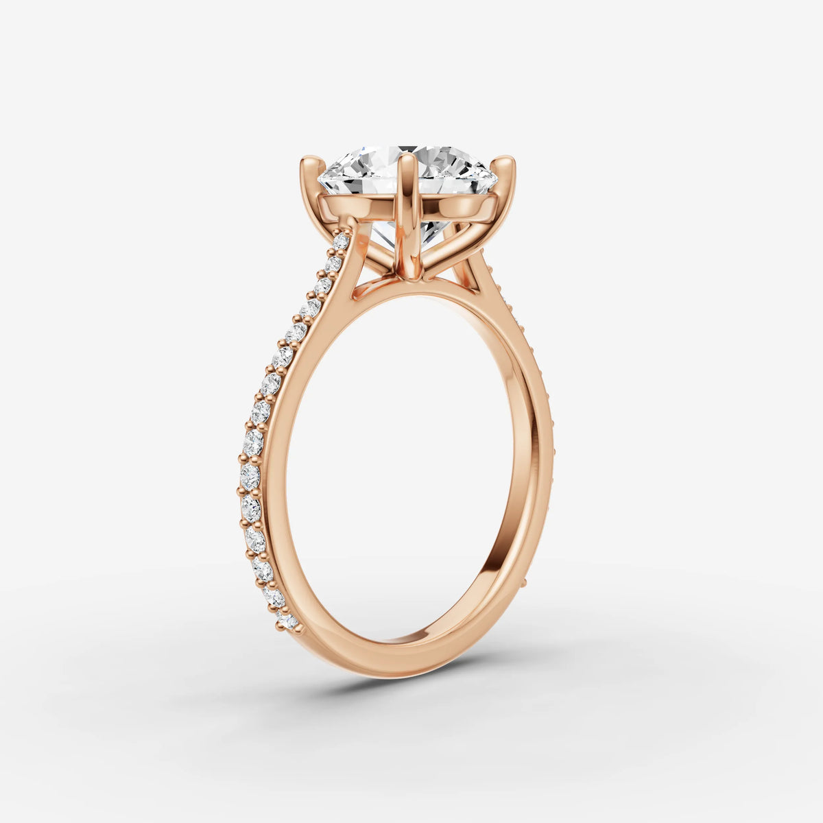 Cathedrale round diamond setting in gold, view 10