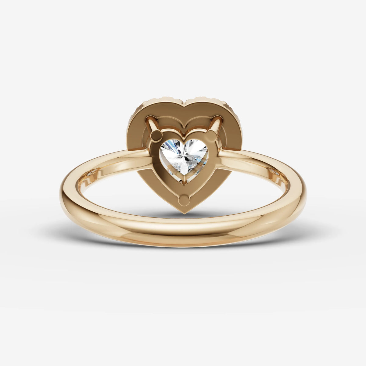 Aurore heart diamond setting in gold, top view