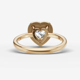 Aurore heart diamond setting in gold, top view