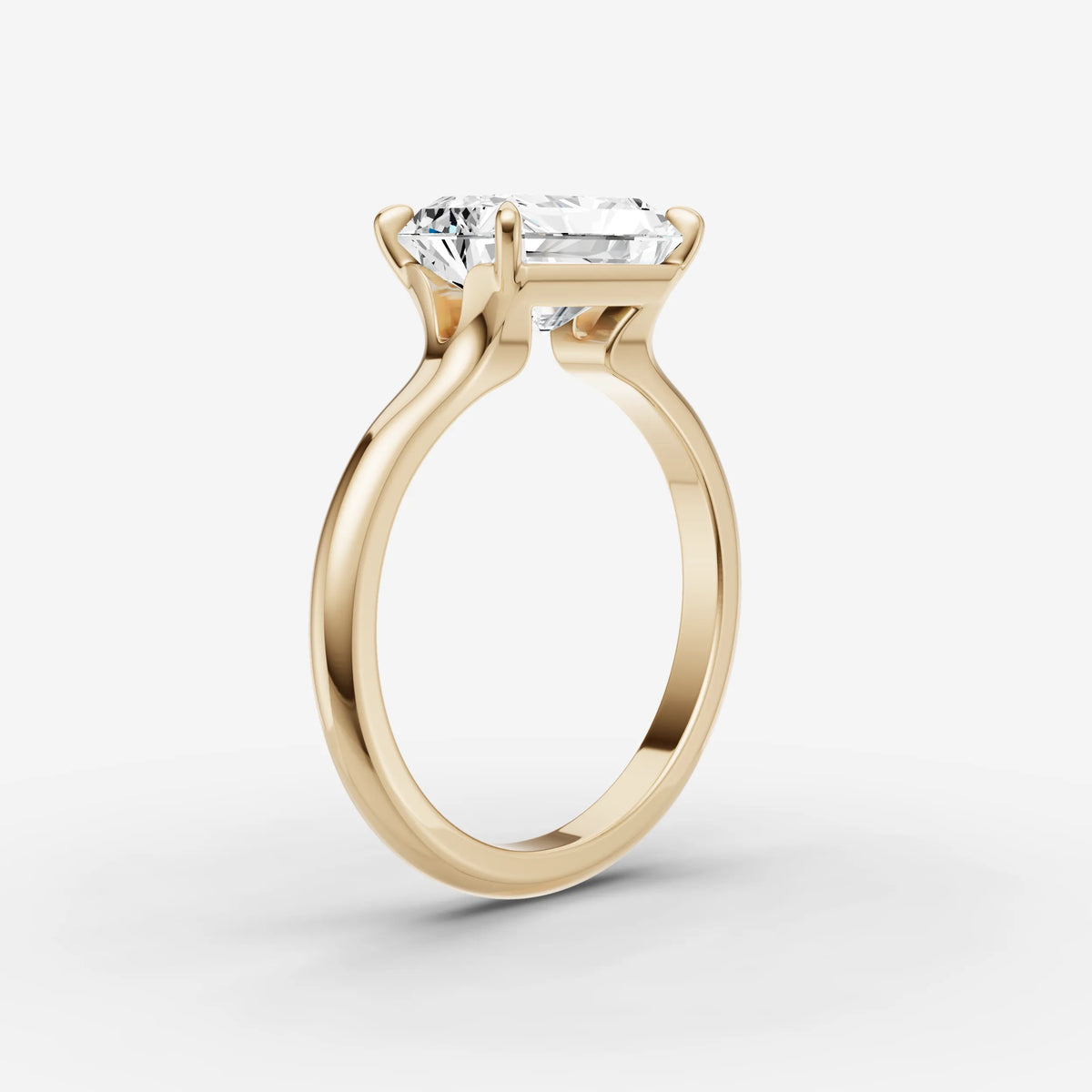 Horizon radiant diamond setting in gold, detail view