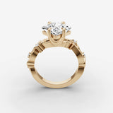 Fleur princess diamond setting in gold, side view
